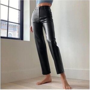 Aritzia Wilfred Melina Straight Leg Vegan Leather Pants